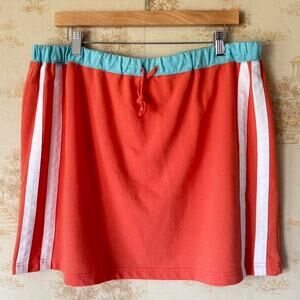 Vintage Y2K Colorblock Track Skirt Plus Size 1X Orange Blue Sweat Skirt
